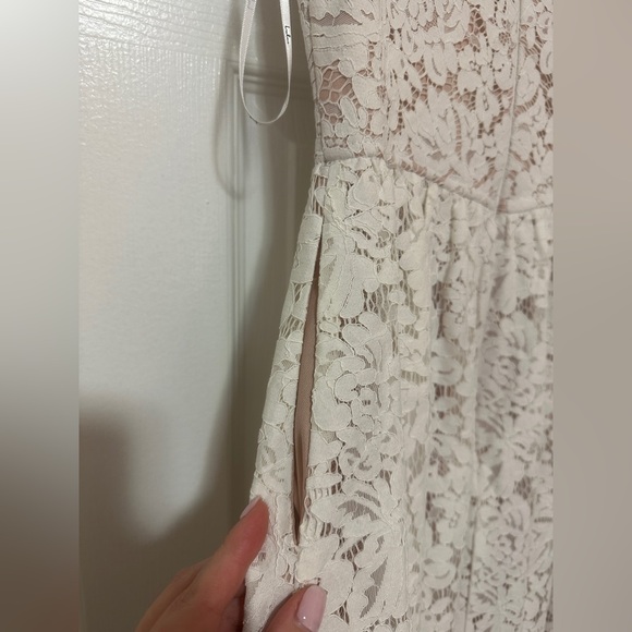 Lulus White Lace Dress Midi Size XS Extra Small, Wedding, Bridal, Bachelorette - Picture 5 of 8